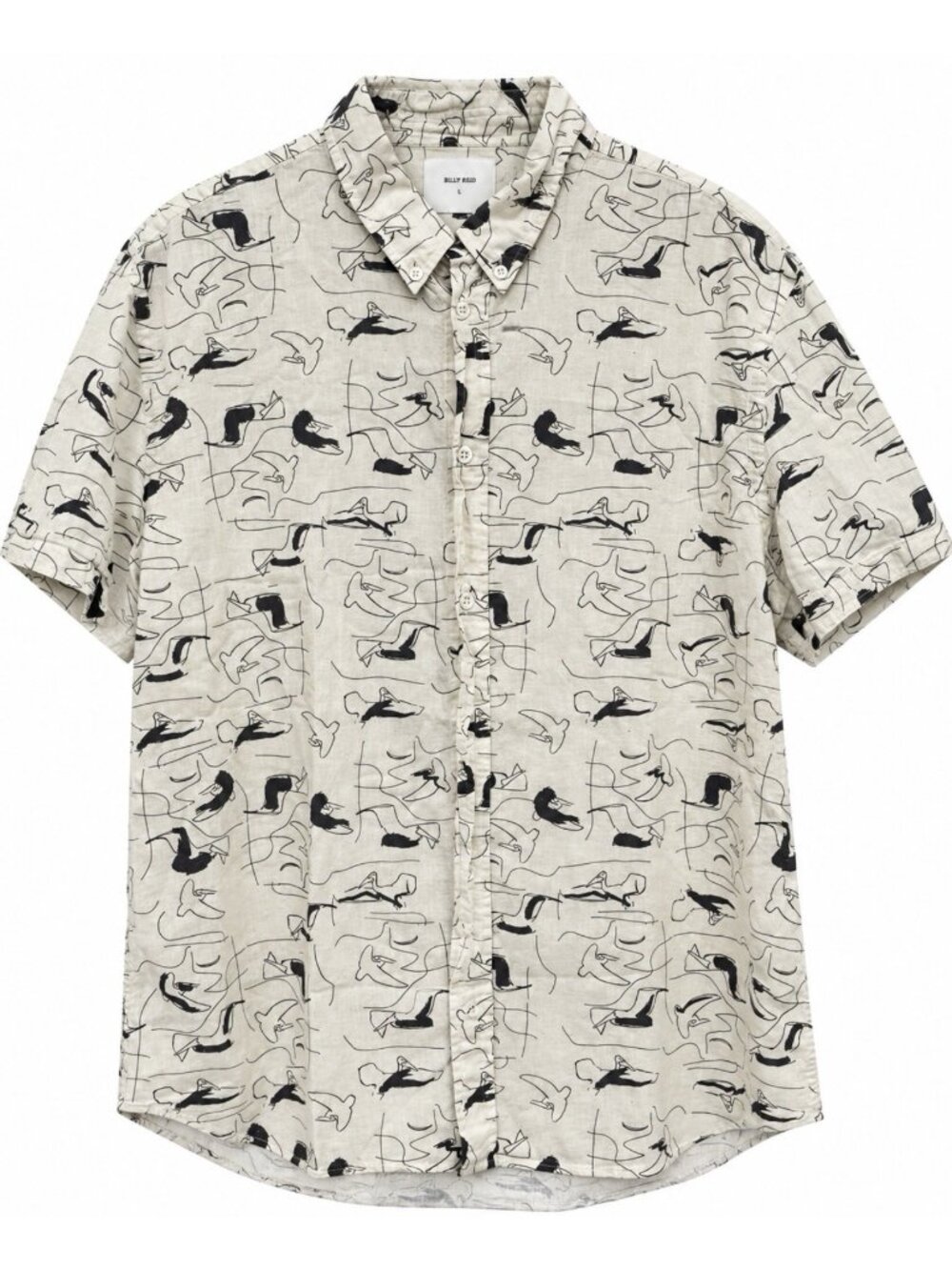 Billy Reid Button Up Shirt Mens Large Slim Linen Blend Italy Birds Cotton Beach